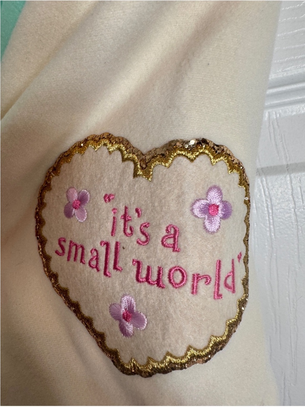 Stoney Clover Lane X Disney Parks 'It's A Small World' Mint Cream Varsity Jacket — image 6 of 8